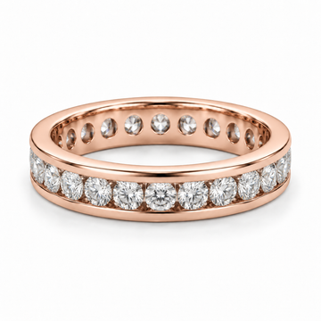 Round Channel Lab-Grown Diamond Eternity Ring — 2 CTW — 14K Rose Gold — illustrative rendering