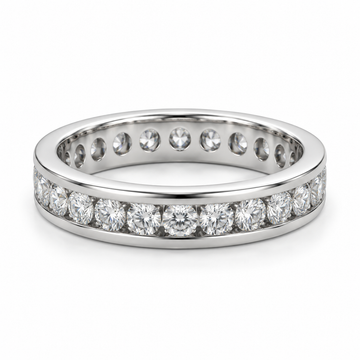 Round Channel Lab-Grown Diamond Eternity Ring — 2 CTW in 14K White Gold — illustrative design rendering