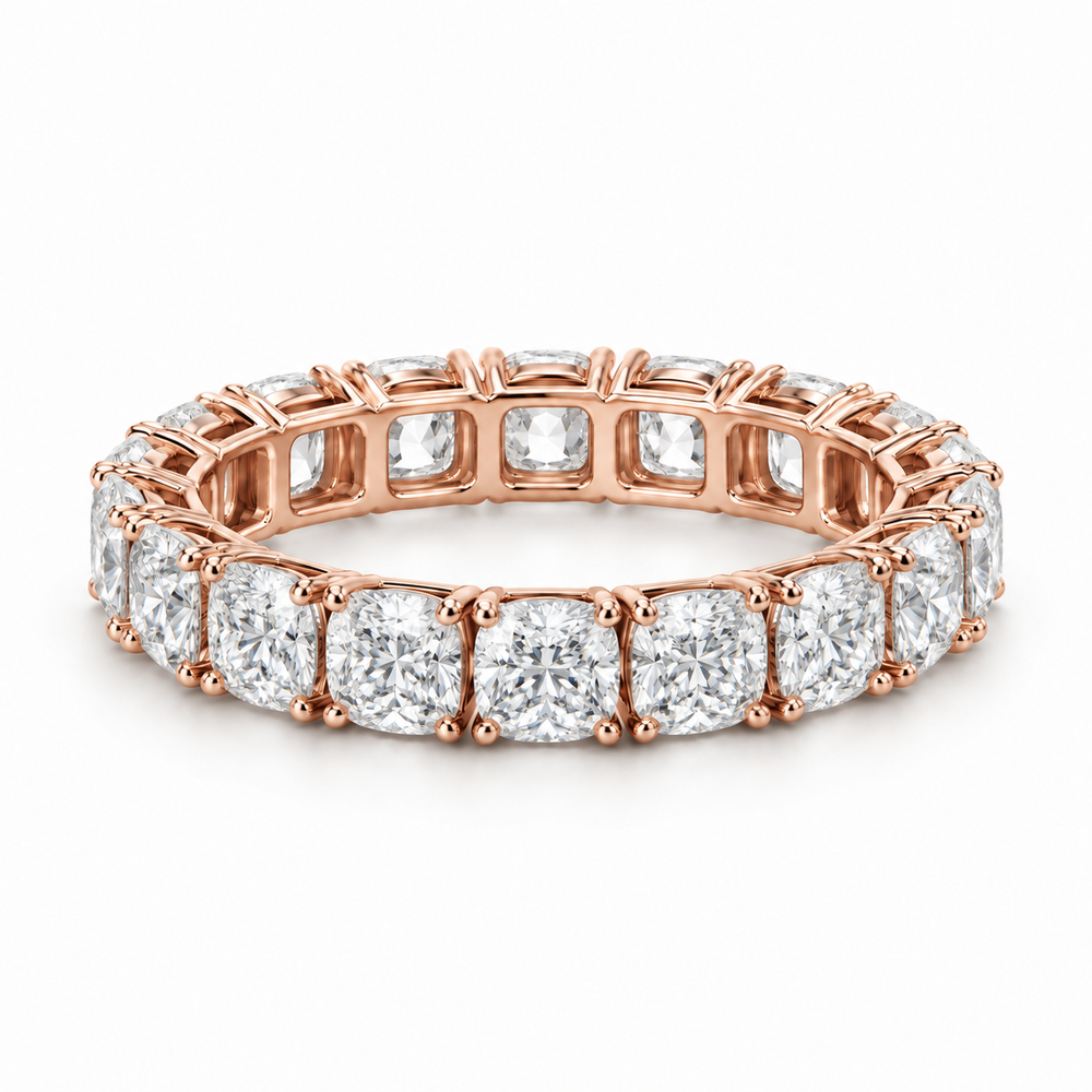 Cushion Classic Lab-Grown Diamond Eternity Ring — 5 CTW — 14K Rose Gold — illustrative rendering