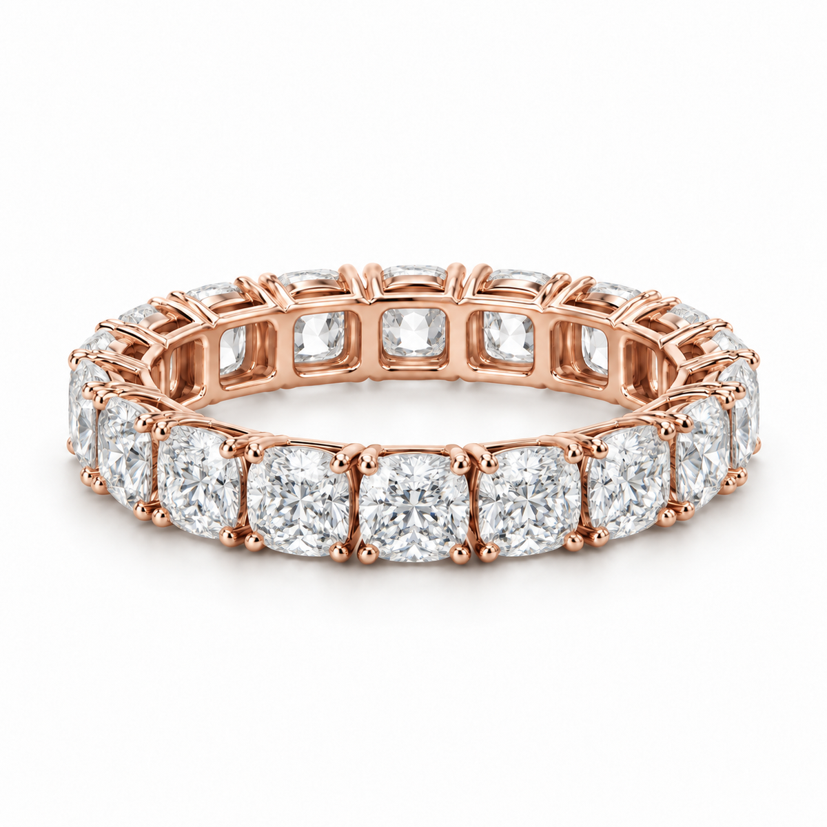 Cushion Classic Lab-Grown Diamond Eternity Ring — 5 CTW — 14K Rose Gold — illustrative rendering