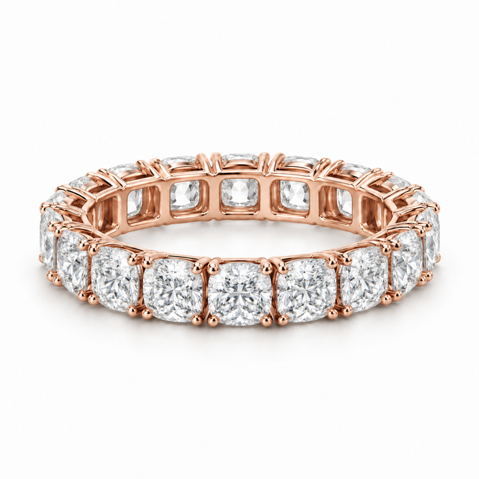 Cushion Classic Lab-Grown Diamond Eternity Ring — 5 CTW — 14K Rose Gold — illustrative rendering