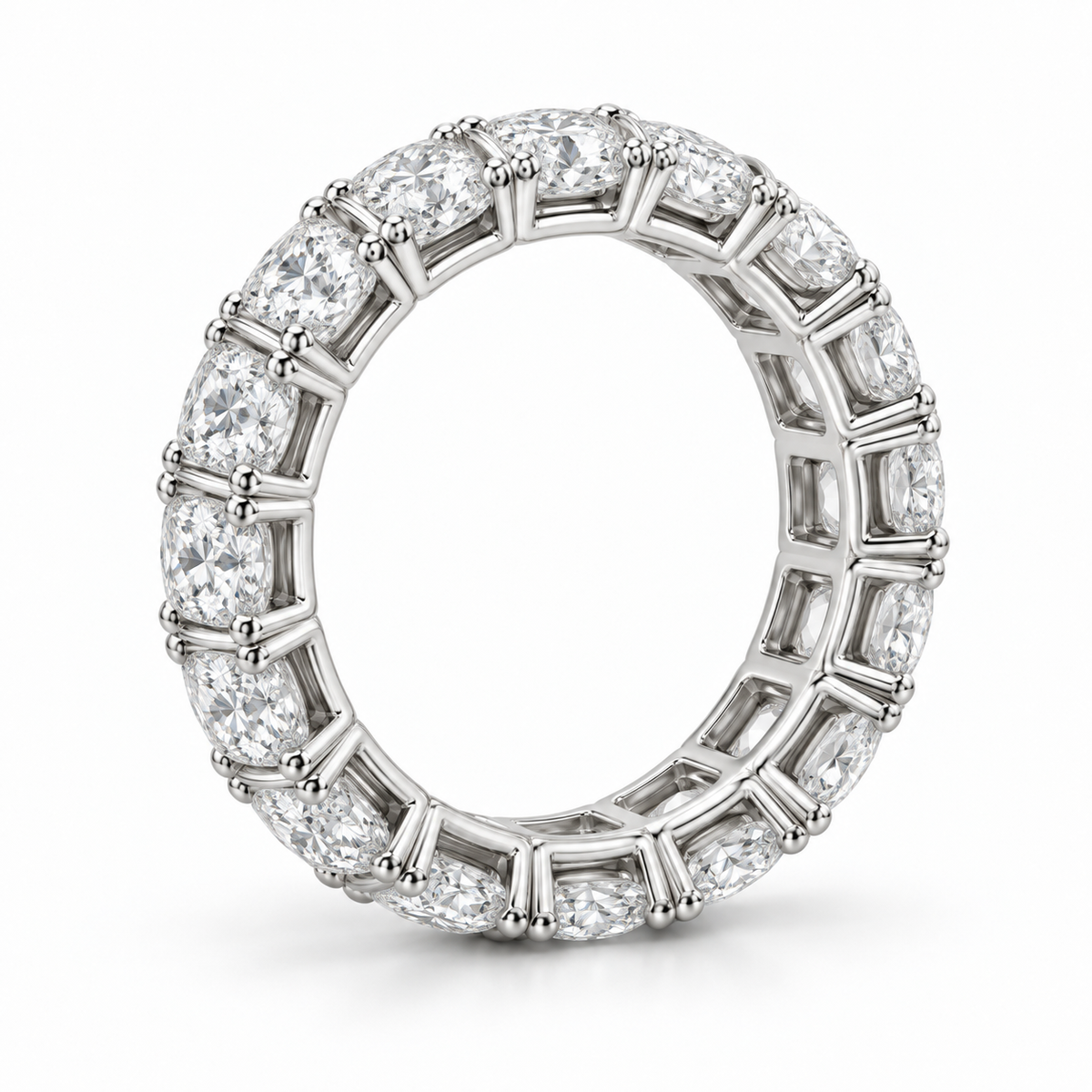 Cushion Classic Lab-Grown Diamond Eternity Ring — 5 CTW — 14K White Gold — side profile — illustrative rendering