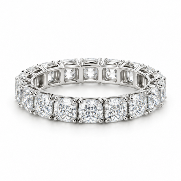 Cushion Classic Lab-Grown Diamond Eternity Ring — 5 CTW in 14K White Gold — illustrative design rendering