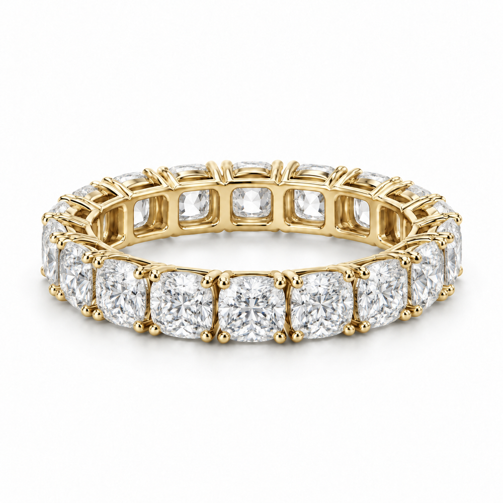 Cushion Classic Lab-Grown Diamond Eternity Ring — 5 CTW — 14K Yellow Gold — illustrative rendering