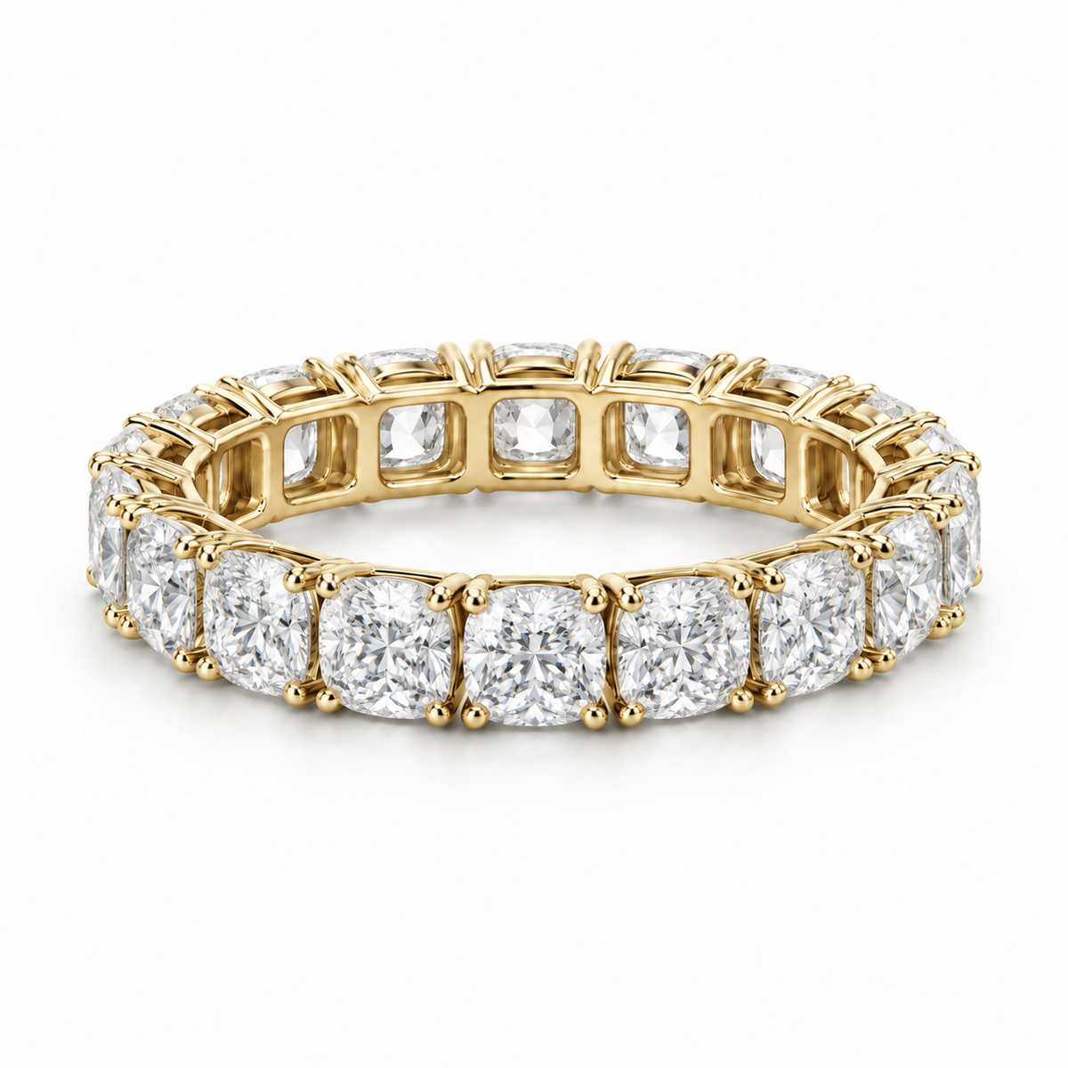 Cushion Classic Lab-Grown Diamond Eternity Ring — 5 CTW — 14K Yellow Gold — illustrative rendering