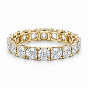 Cushion Classic Lab-Grown Diamond Eternity Ring — 5 CTW — 14K Yellow Gold — illustrative rendering