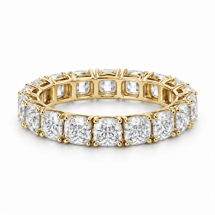 Cushion Classic Lab-Grown Diamond Eternity Ring — 5 CTW — 14K Yellow Gold — illustrative rendering