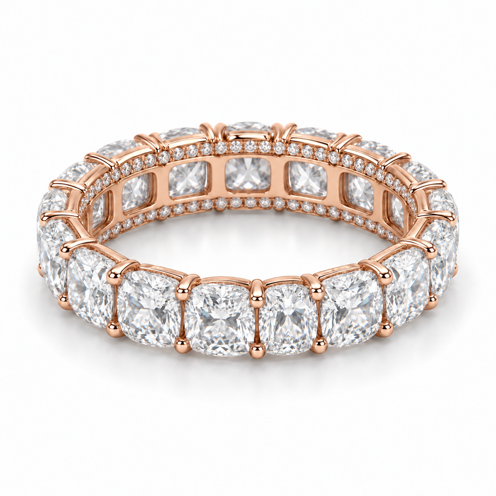 Cushion Side-Sparkle Lab-Grown Diamond Eternity Ring — 6 CTW — 14K Rose Gold — illustrative rendering