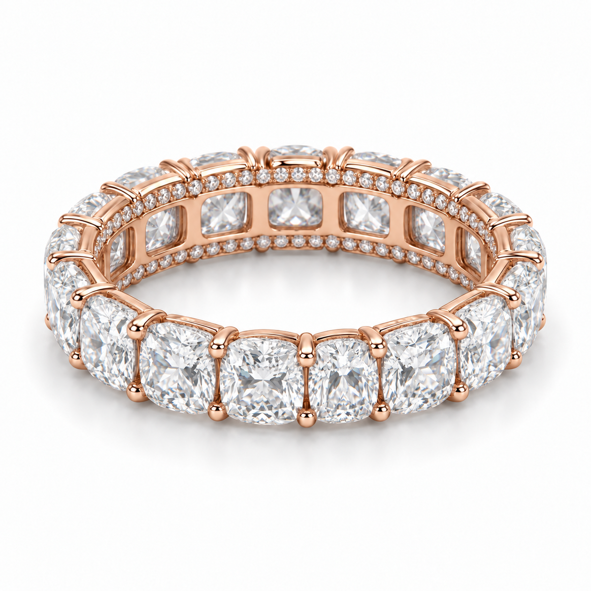 Cushion Side-Sparkle Lab-Grown Diamond Eternity Ring — 6 CTW — 14K Rose Gold — illustrative rendering