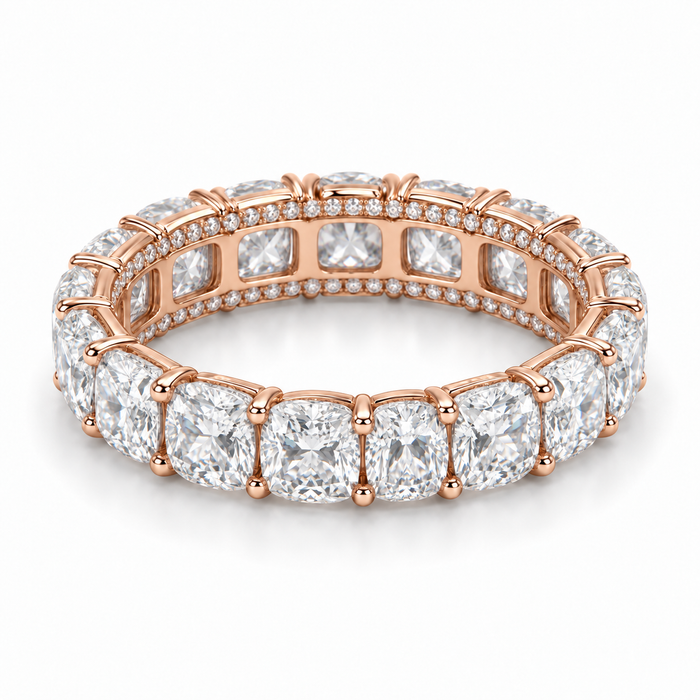 Cushion Side-Sparkle Lab-Grown Diamond Eternity Ring — 6 CTW — 14K Rose Gold — illustrative rendering