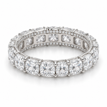Cushion Side-Sparkle Lab-Grown Diamond Eternity Ring — 6 CTW in 14K White Gold — illustrative design rendering
