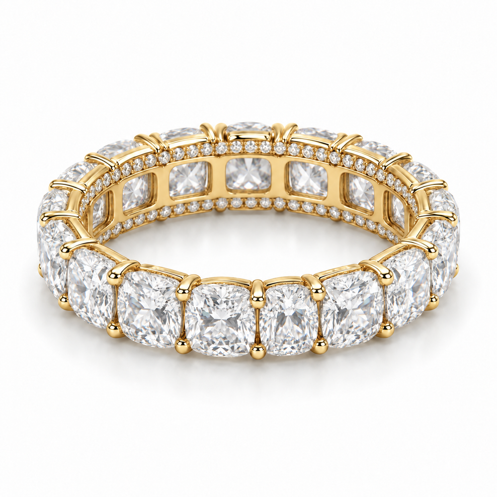 Cushion Side-Sparkle Lab-Grown Diamond Eternity Ring — 6 CTW — 14K Yellow Gold — illustrative rendering