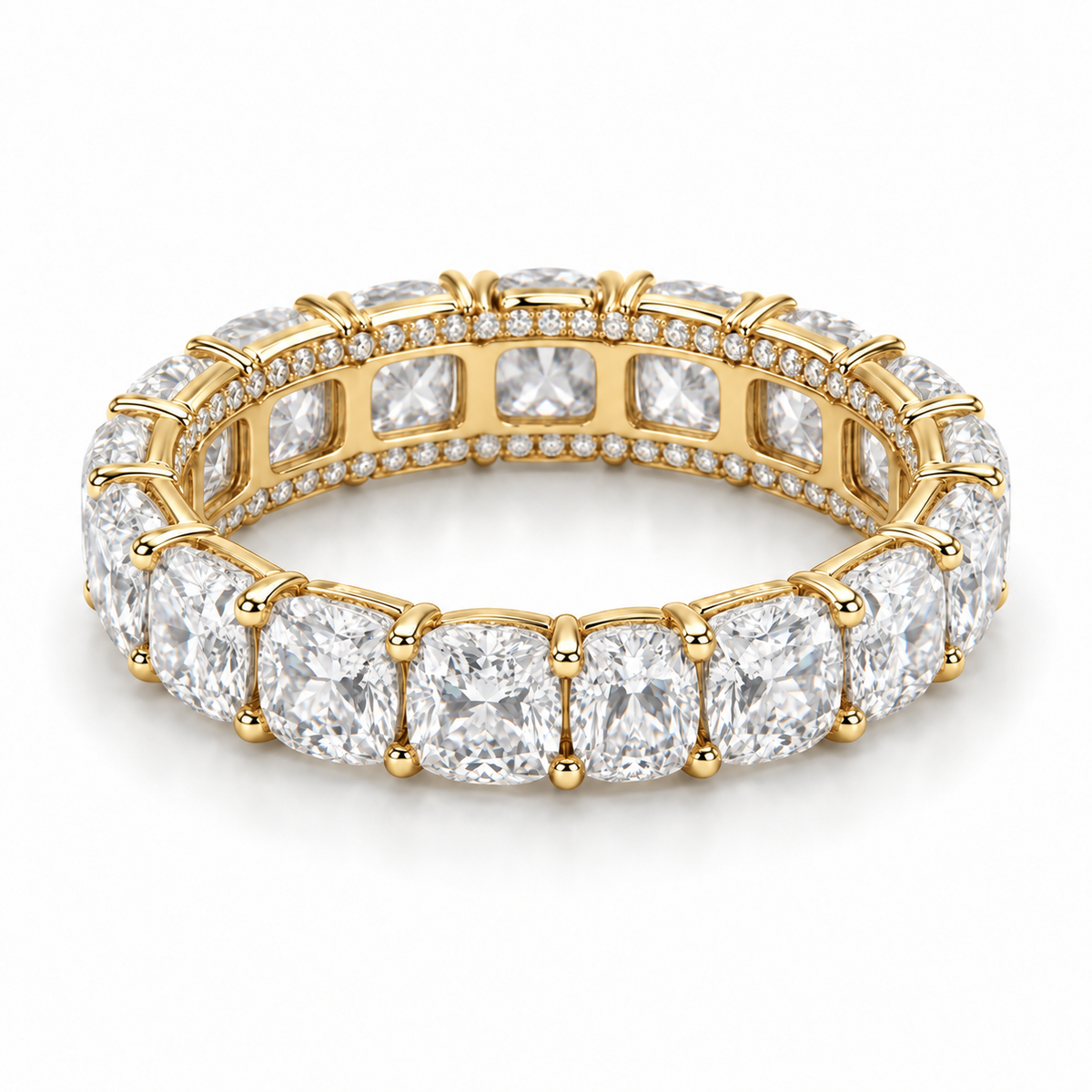 Cushion Side-Sparkle Lab-Grown Diamond Eternity Ring — 6 CTW — 14K Yellow Gold — illustrative rendering