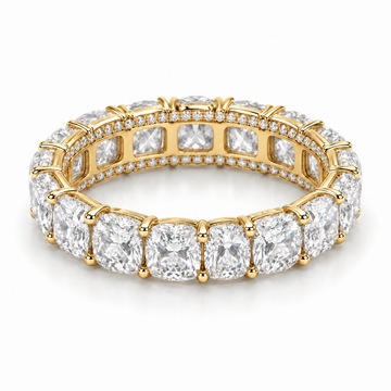 Cushion Side-Sparkle Lab-Grown Diamond Eternity Ring — 6 CTW — 14K Yellow Gold — illustrative rendering