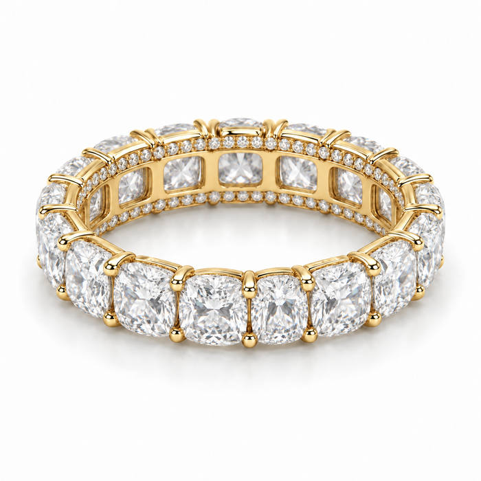 Cushion Side-Sparkle Lab-Grown Diamond Eternity Ring — 6 CTW — 14K Yellow Gold — illustrative rendering