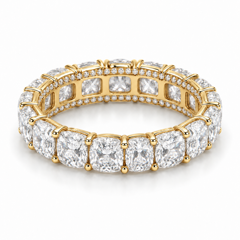Cushion Side-Sparkle Lab-Grown Diamond Eternity Ring — 6 CTW — 14K Yellow Gold — illustrative rendering