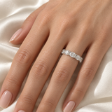 East-West Oval Lab-Grown Diamond Eternity Ring — 4 CTW — 14K White Gold — on-hand view — illustrative rendering