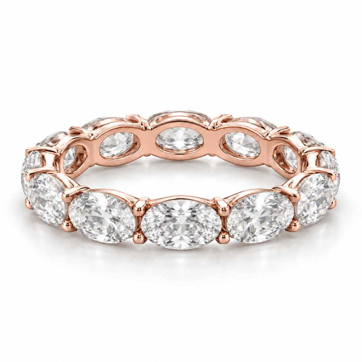 East-West Oval Lab-Grown Diamond Eternity Ring — 4 CTW — 14K Rose Gold — illustrative rendering