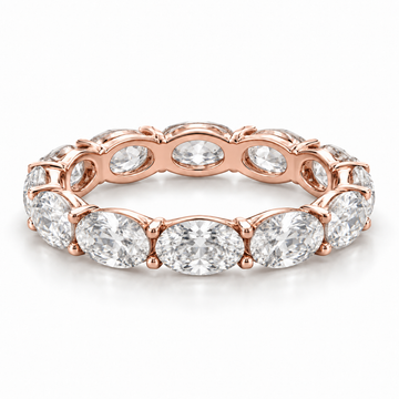 East-West Oval Lab-Grown Diamond Eternity Ring — 4 CTW — 14K Rose Gold — illustrative rendering