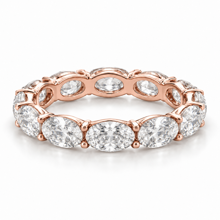 East-West Oval Lab-Grown Diamond Eternity Ring — 4 CTW — 14K Rose Gold — illustrative rendering