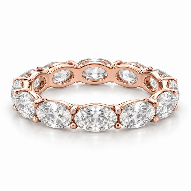 East-West Oval Lab-Grown Diamond Eternity Ring — 4 CTW — 14K Rose Gold — illustrative rendering