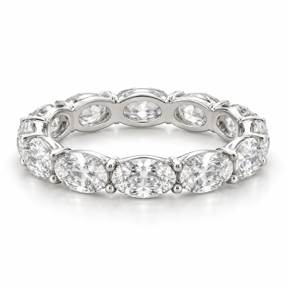 East-West Oval Lab-Grown Diamond Eternity Ring — 4 CTW in 14K White Gold — illustrative design rendering