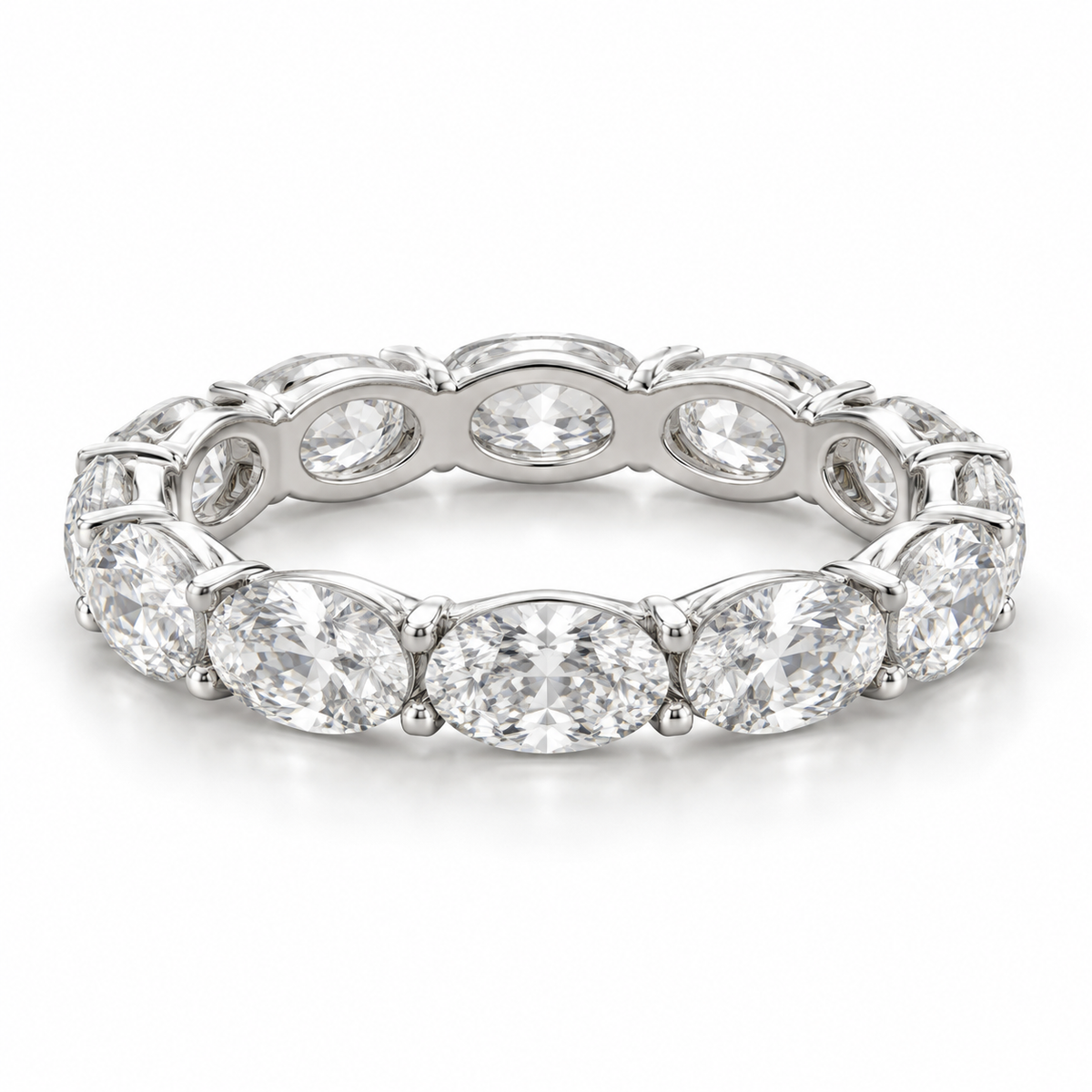 East-West Oval Lab-Grown Diamond Eternity Ring — 4 CTW in 14K White Gold — illustrative design rendering