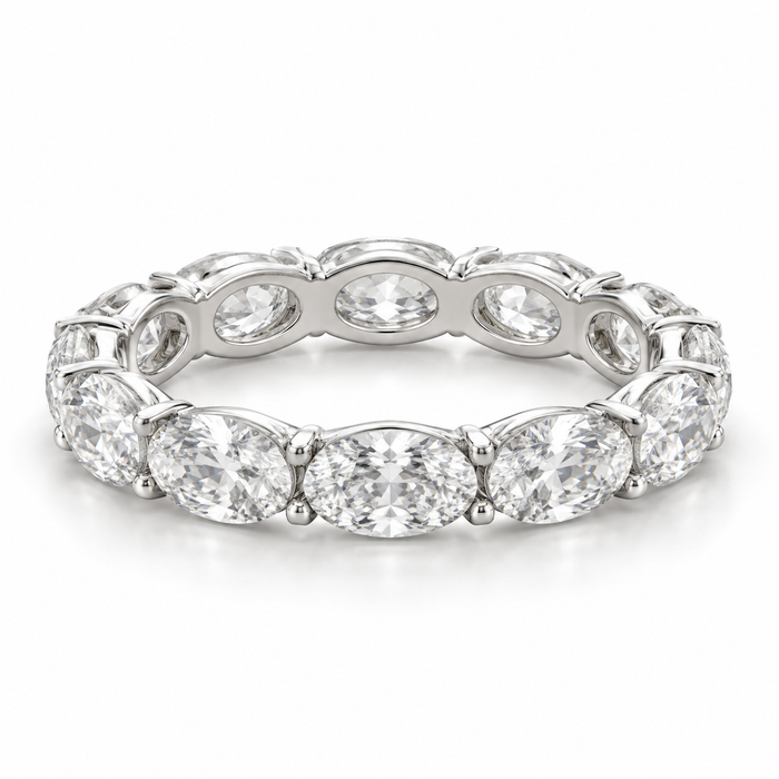 East-West Oval Lab-Grown Diamond Eternity Ring — 4 CTW in 14K White Gold — illustrative design rendering