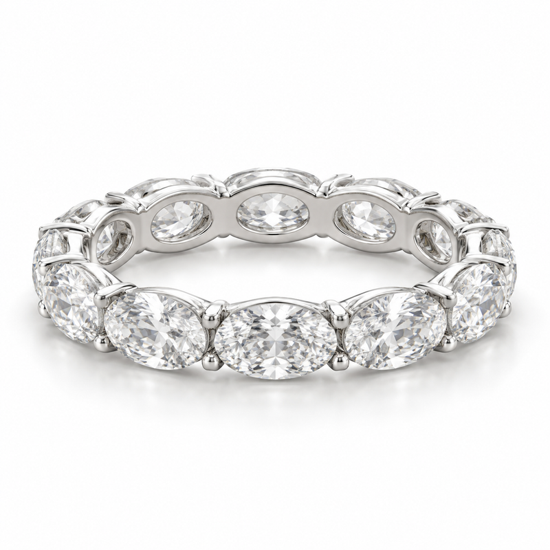 East-West Oval Lab-Grown Diamond Eternity Ring — 4 CTW in 14K White Gold — illustrative design rendering