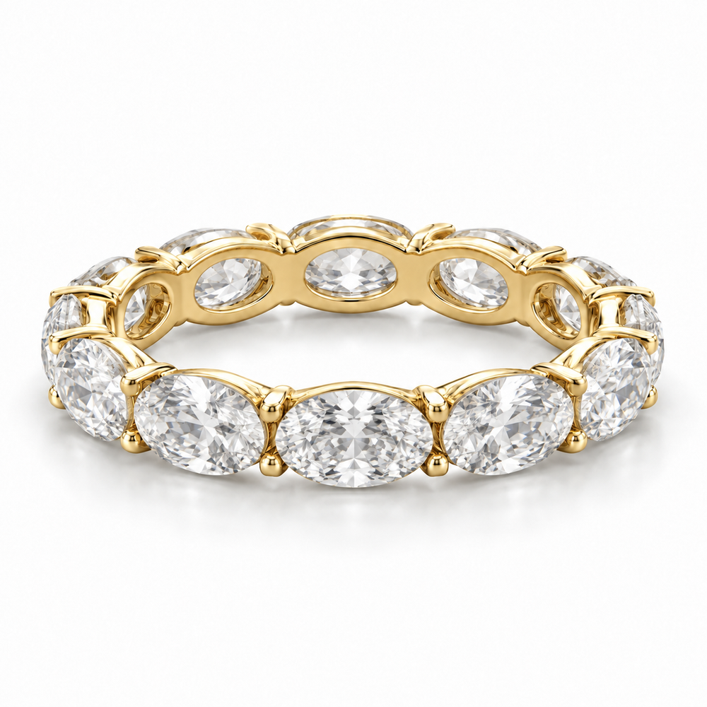 East-West Oval Lab-Grown Diamond Eternity Ring — 4 CTW — 14K Yellow Gold — illustrative rendering