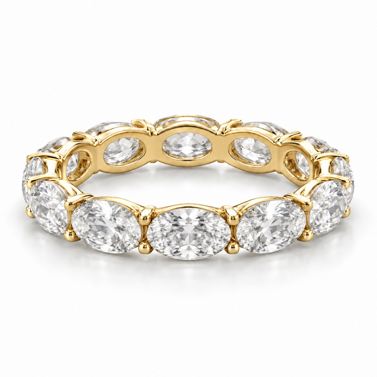 East-West Oval Lab-Grown Diamond Eternity Ring — 4 CTW — 14K Yellow Gold — illustrative rendering