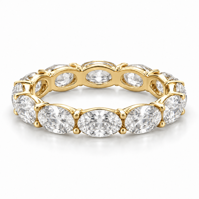 East-West Oval Lab-Grown Diamond Eternity Ring — 4 CTW — 14K Yellow Gold — illustrative rendering