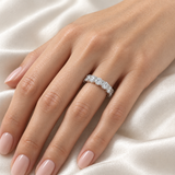 Round Floating Lab-Grown Diamond Eternity Ring — 6 CTW — 14K White Gold — on-hand view — illustrative rendering