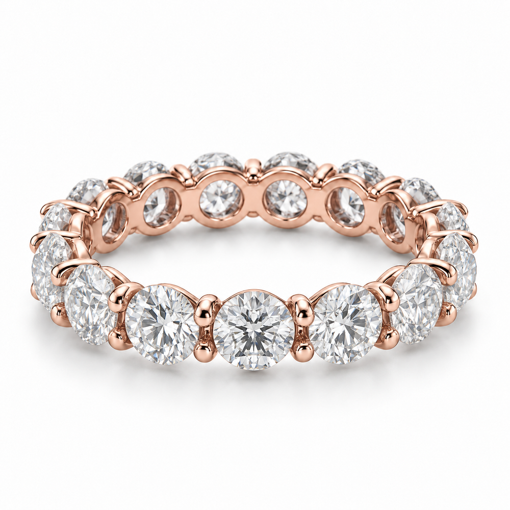 Round Floating Lab-Grown Diamond Eternity Ring — 6 CTW — 14K Rose Gold — illustrative rendering