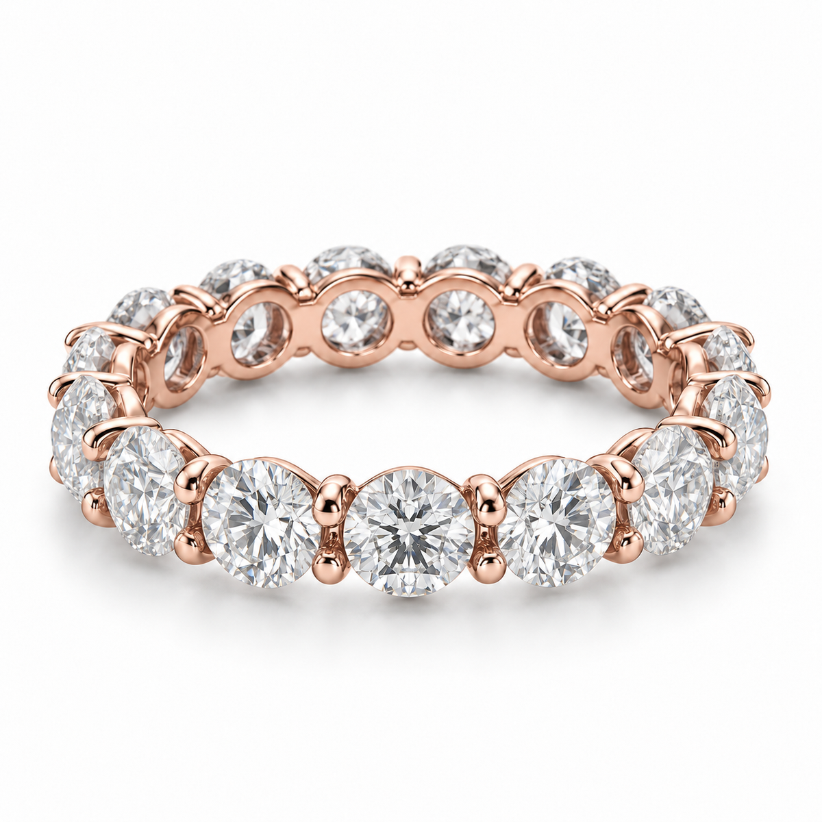 Round Floating Lab-Grown Diamond Eternity Ring — 6 CTW — 14K Rose Gold — illustrative rendering