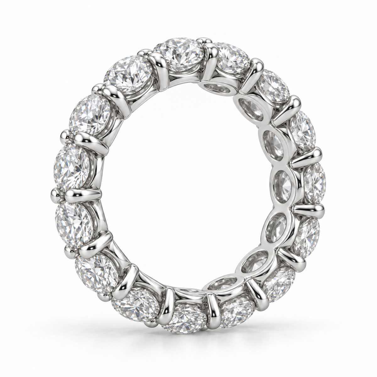 Round Floating Lab-Grown Diamond Eternity Ring — 6 CTW — 14K White Gold — side profile — illustrative rendering