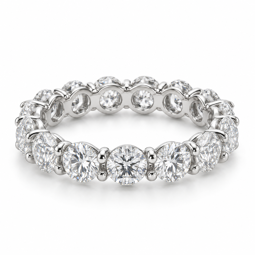 Round Floating Lab-Grown Diamond Eternity Ring — 6 CTW in 14K White Gold — illustrative design rendering
