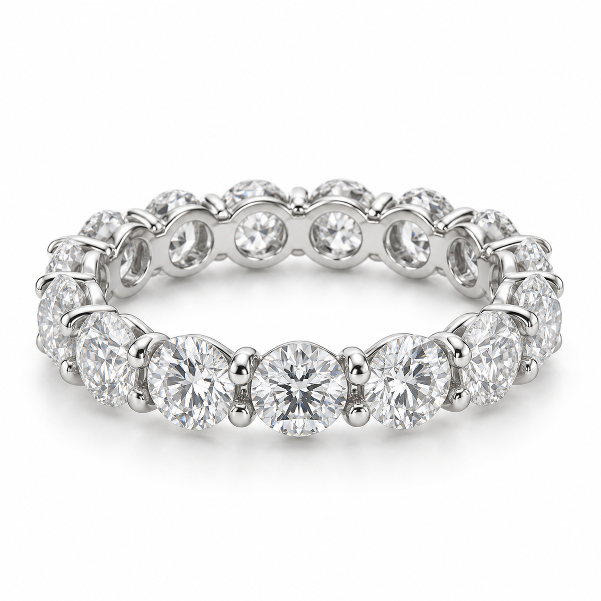 Round Floating Lab-Grown Diamond Eternity Ring — 6 CTW in 14K White Gold — illustrative design rendering