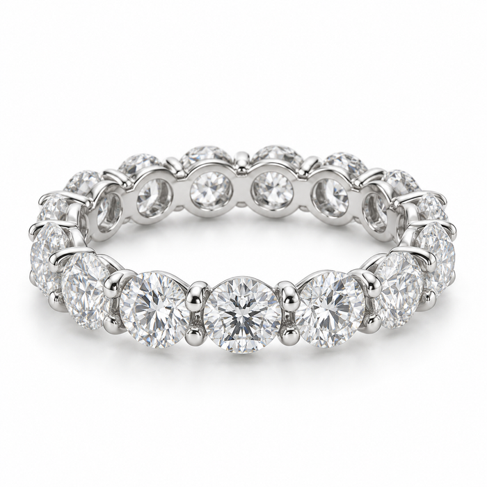 Round Floating Lab-Grown Diamond Eternity Ring — 6 CTW in 14K White Gold — illustrative design rendering