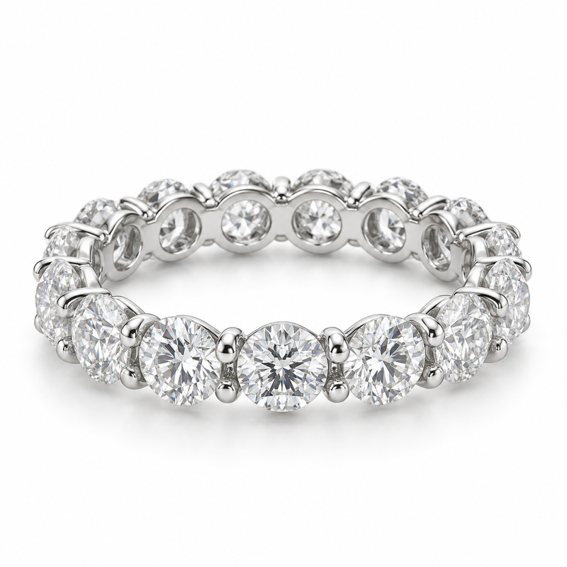Round Floating Lab-Grown Diamond Eternity Ring — 6 CTW in 14K White Gold — illustrative design rendering