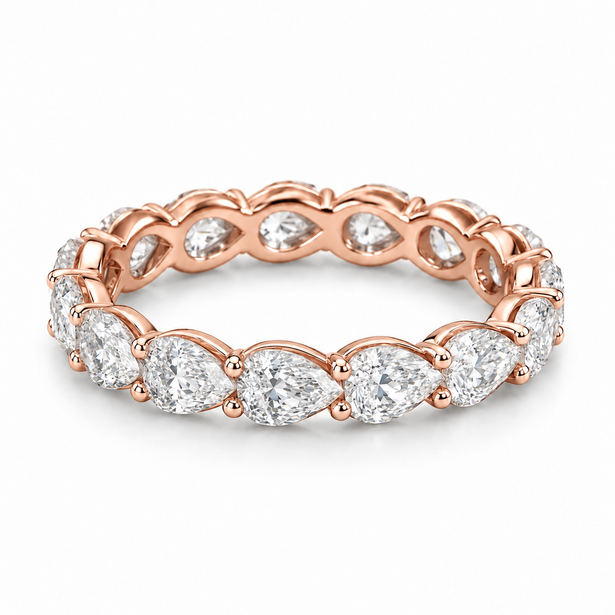 Pear Floating Lab-Grown Diamond Eternity Ring — 4 CTW — 14K Rose Gold — illustrative rendering