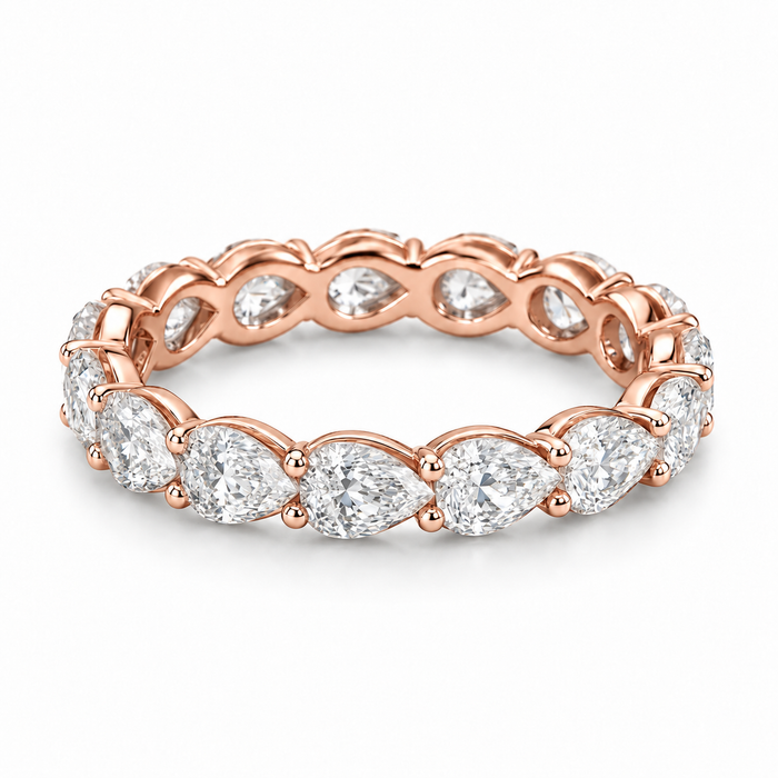 Pear Floating Lab-Grown Diamond Eternity Ring — 4 CTW — 14K Rose Gold — illustrative rendering