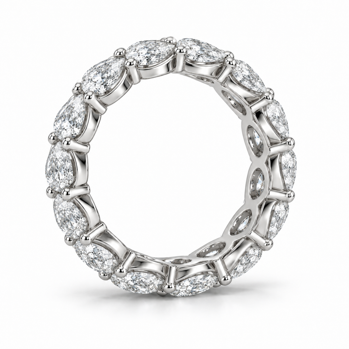 Pear Floating Lab-Grown Diamond Eternity Ring — 4 CTW — 14K White Gold — side profile — illustrative rendering