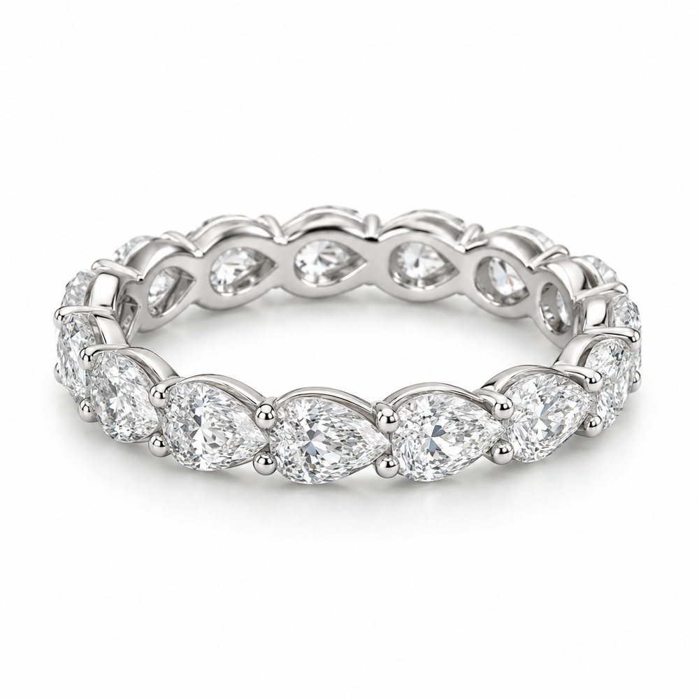 Pear Floating Lab-Grown Diamond Eternity Ring — 4 CTW in 14K White Gold — illustrative design rendering