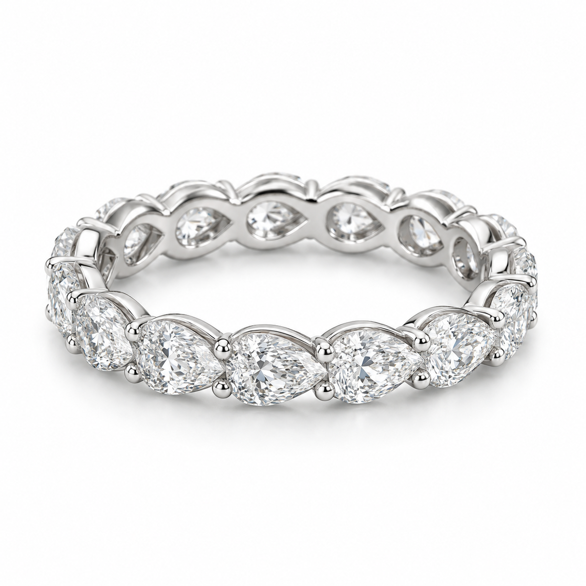 Pear Floating Lab-Grown Diamond Eternity Ring — 4 CTW in 14K White Gold — illustrative design rendering
