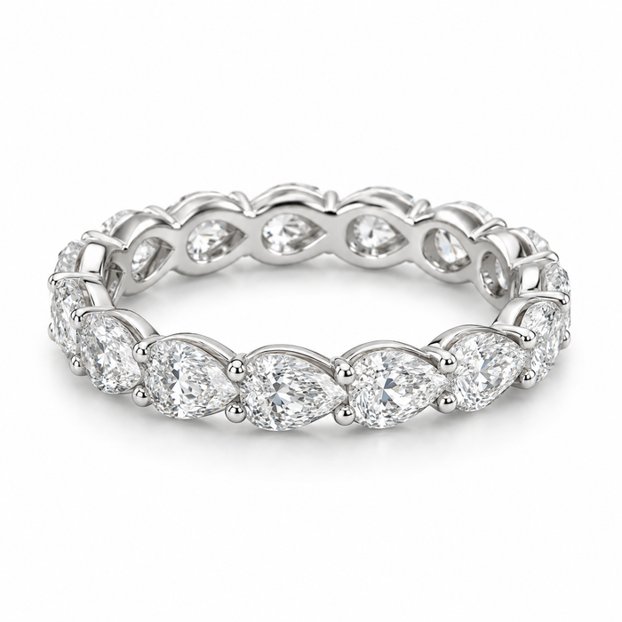 Pear Floating Lab-Grown Diamond Eternity Ring — 4 CTW in 14K White Gold — illustrative design rendering