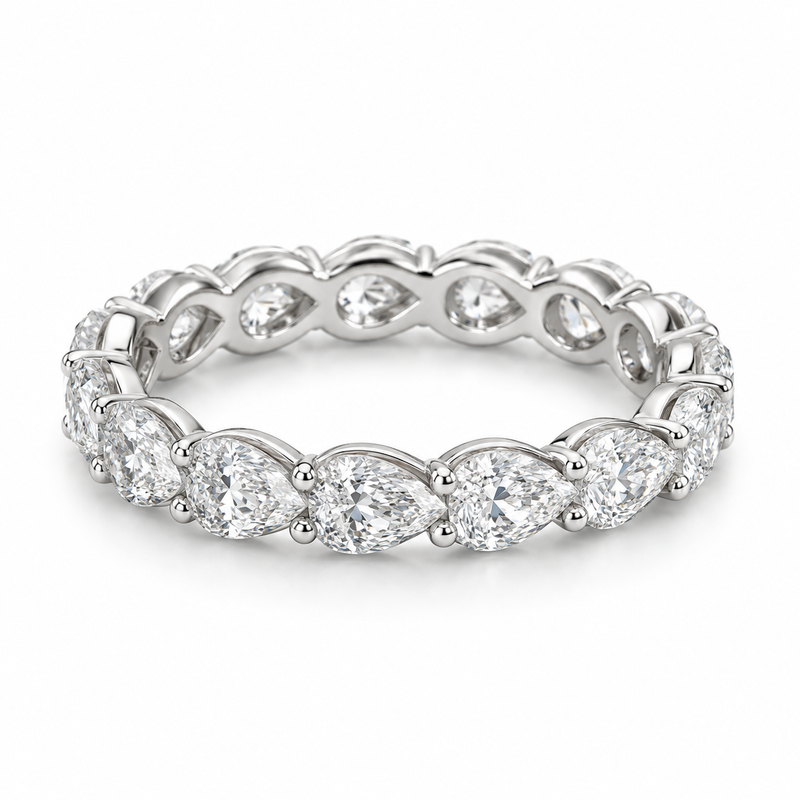 Pear Floating Lab-Grown Diamond Eternity Ring — 4 CTW in 14K White Gold — illustrative design rendering