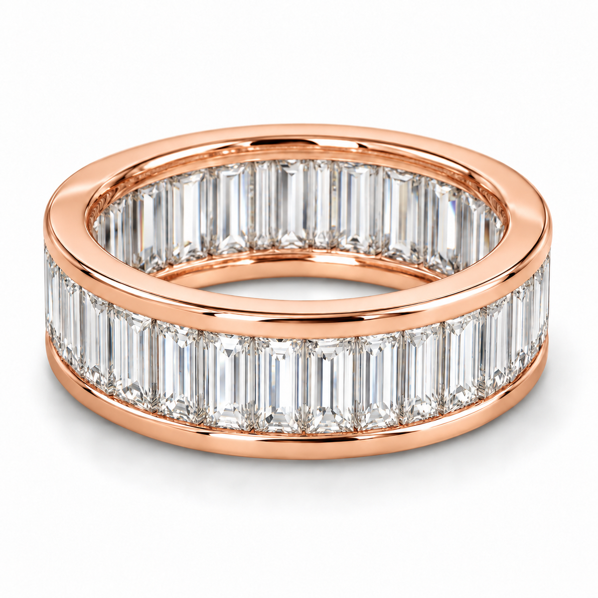 Baguette Channel lab-grown diamond eternity ring in 14K rose gold — illustrative rendering