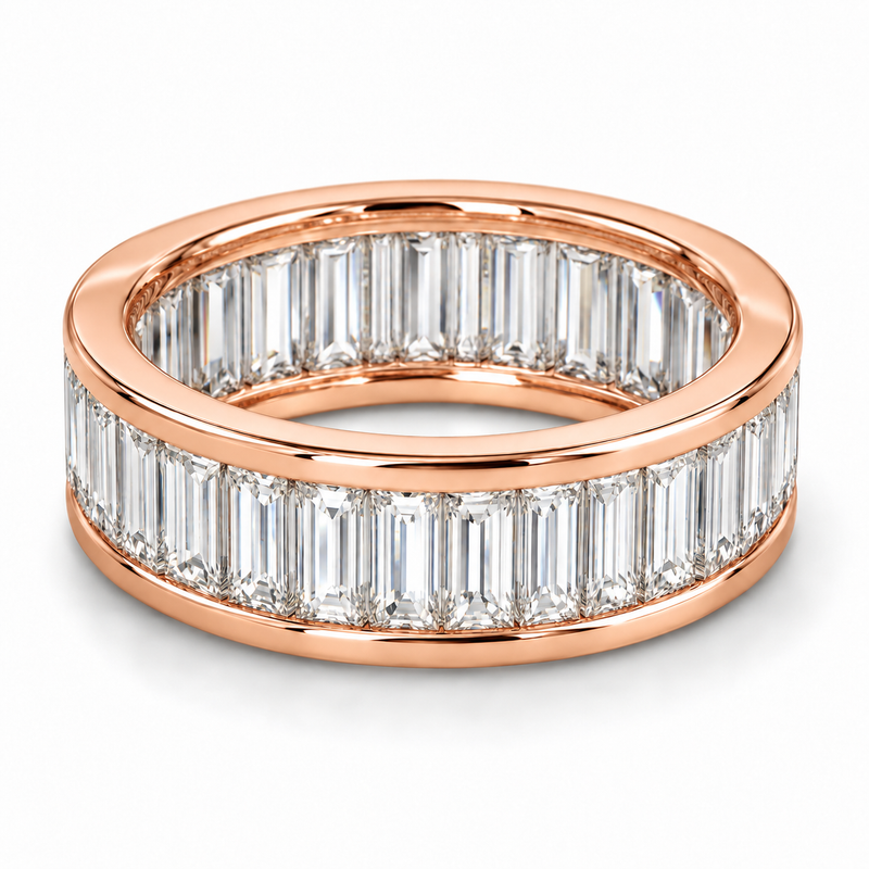 Baguette Channel lab-grown diamond eternity ring in 14K rose gold — illustrative rendering