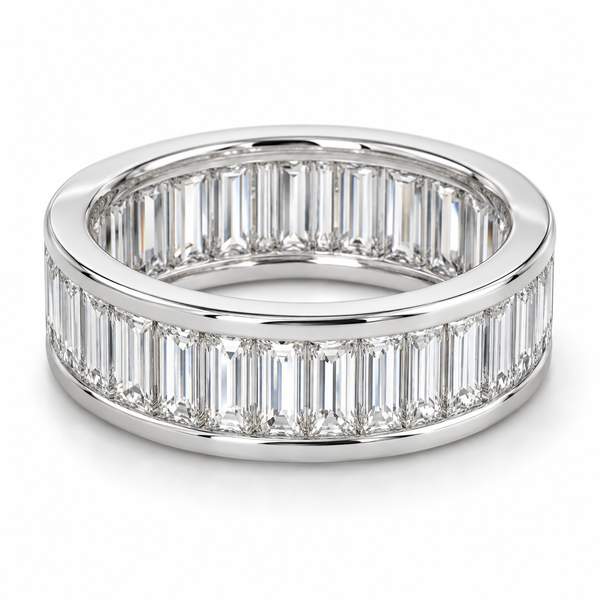 Baguette Channel lab-grown diamond eternity ring in 14K white gold — illustrative product rendering